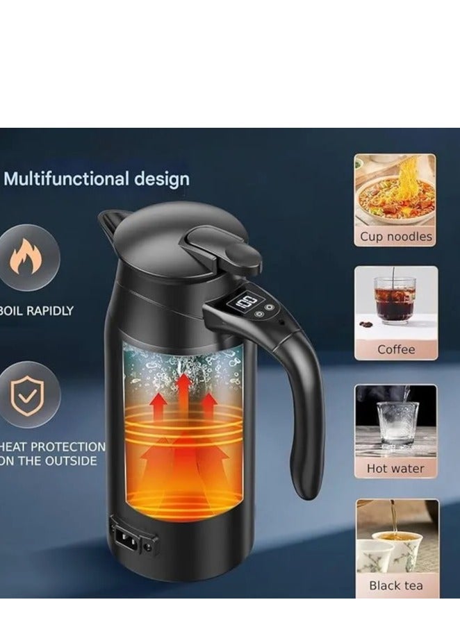 Denx Car Kettle 800ml Smart Travel Kettle, Dual Voltage 12V/24V, Digital Display, Stainless Steel Build, Fast Heating, Portable Electric Kettle for Travel and Road Trips - Image 4